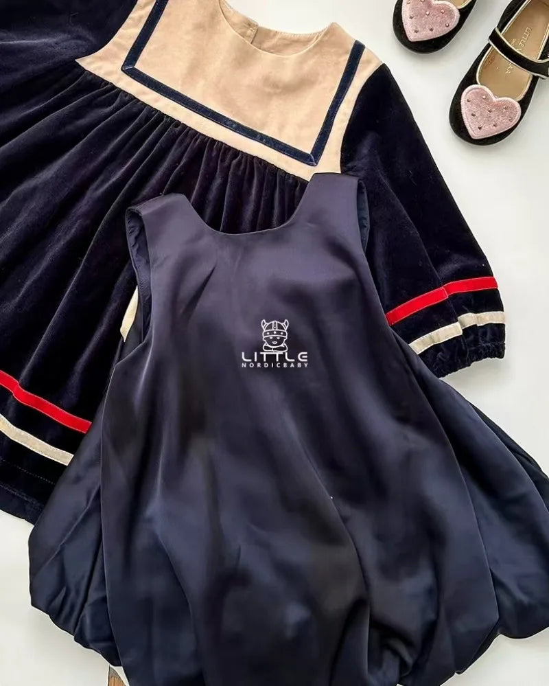 Autumn Winter Kids Christmas Dresses KS 2024 Velvet Bow Girl Princess Dress Baby Jumpsuit New Year Party Children's Clothing
