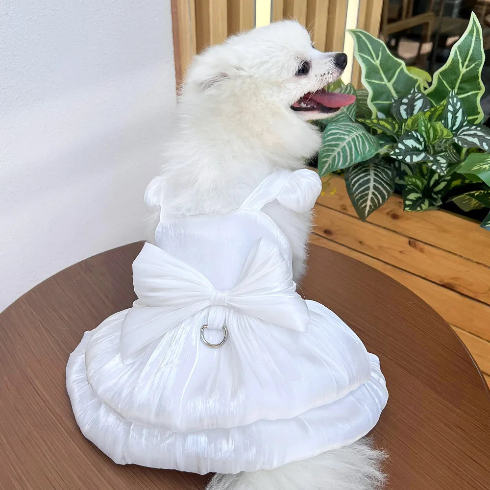 Dog Dress Girl Dog Clothes Pet Apparel Doggie Pink Bowknot Tulle Cat Sequin Clothing Pup Dresses Doggy Attire Birthday