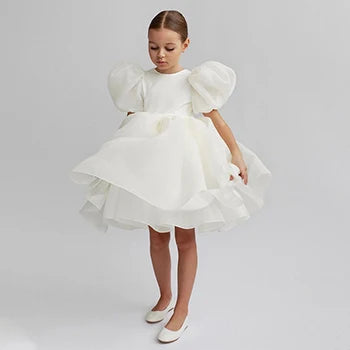 2 3 4 5 6 7 8 Years Puffy Sleeve Girls Dress Summer Princess Baby Dress Christmas New Costume Birthday Party Gift Kids Clothes