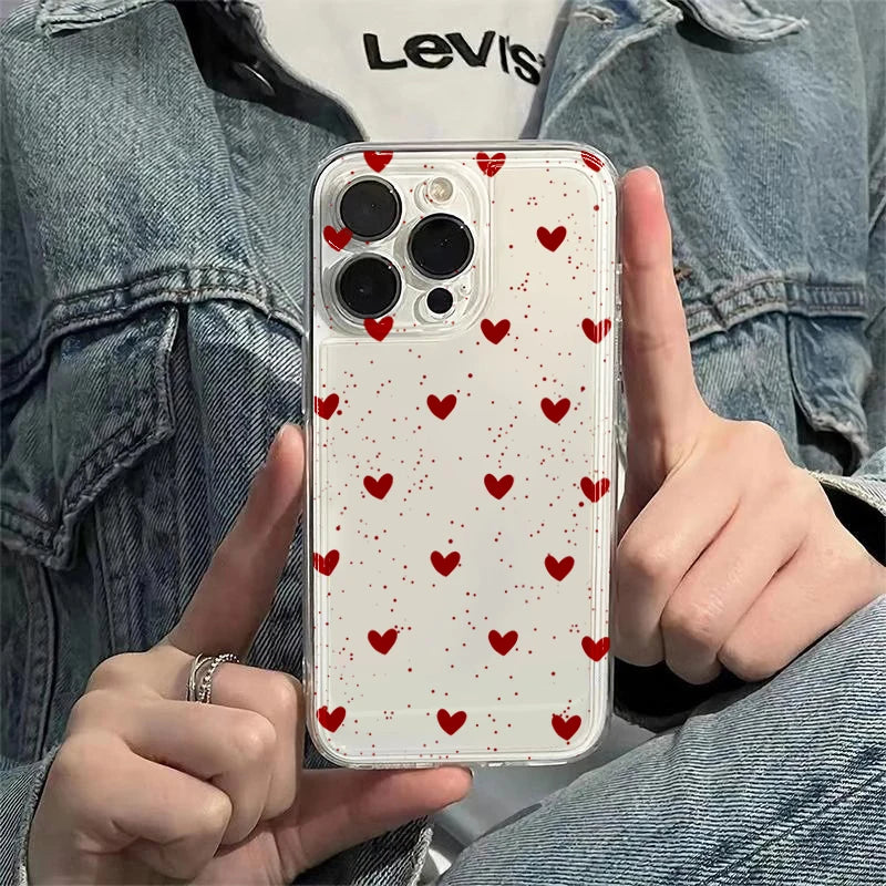 Simple Love Heart Bow Polka Dot Clear Phone Case for Xiaomi 15T Pro POCO F7 X7 X6 X5 F5 F6 Pro Mi 11 Lite 5G 14T 13T 12T Cover