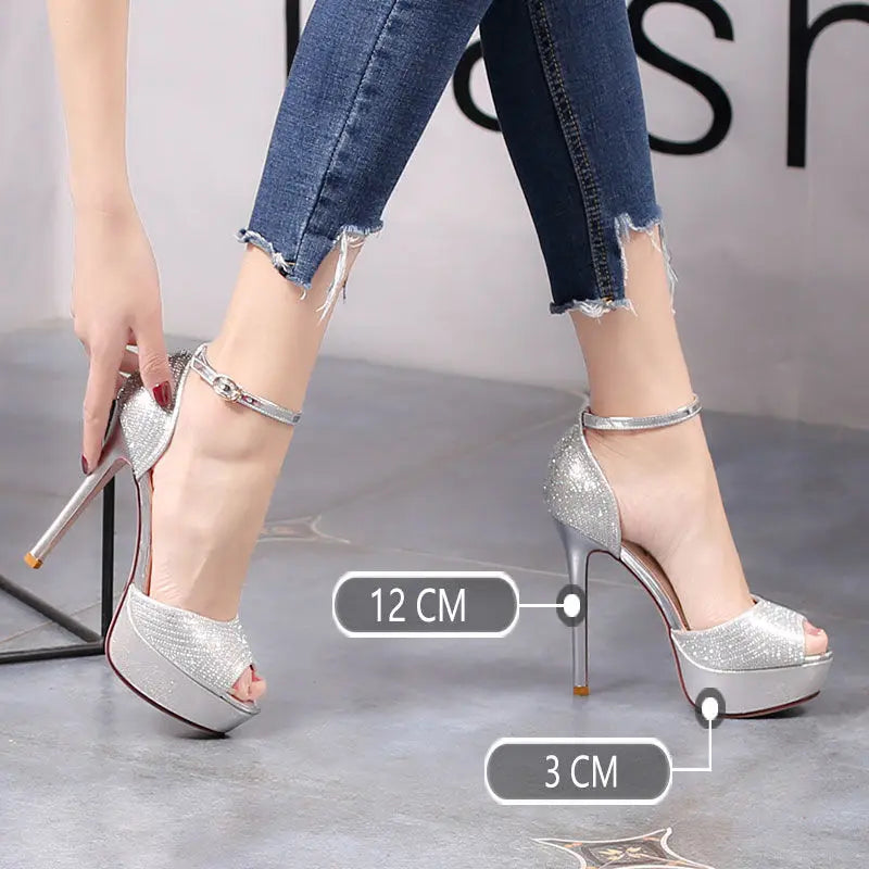 Platform High Heels Pumps Women Shoes 2022 Women Heels Sandals Wedding Shoes Sandalia Feminina 12 CM Heels