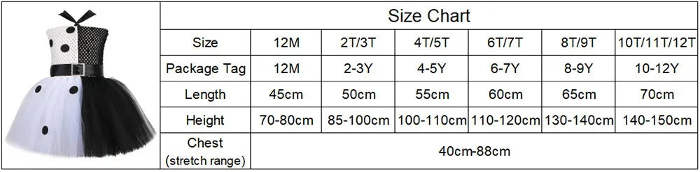 Halloween Crulla Cosplay Costume Cruella Tulle Dress Party Girls Black White Carnival Kids Cruella Wig Lace Mask Suit Clothes