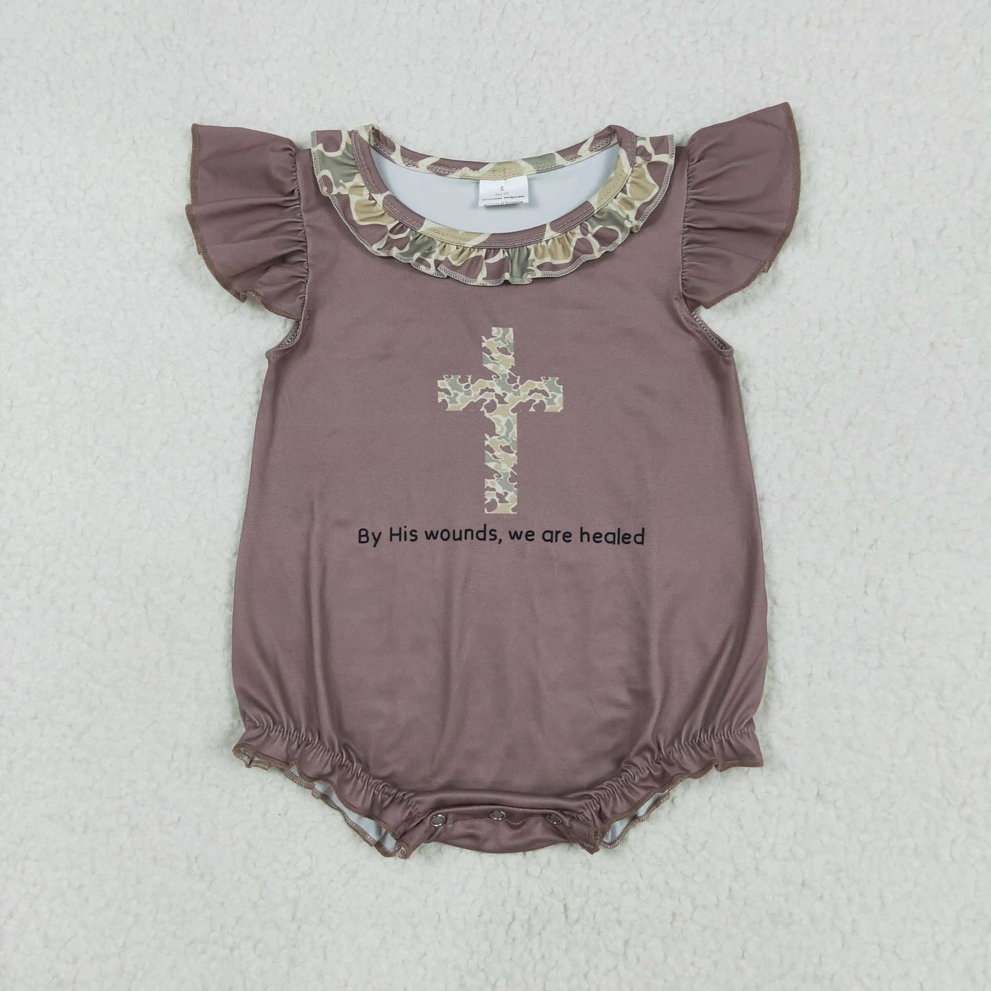 4.14y NEW stock baby girls summer romper wholesale boutique embroidery pattern floral flowers purple flying sleeves onesie