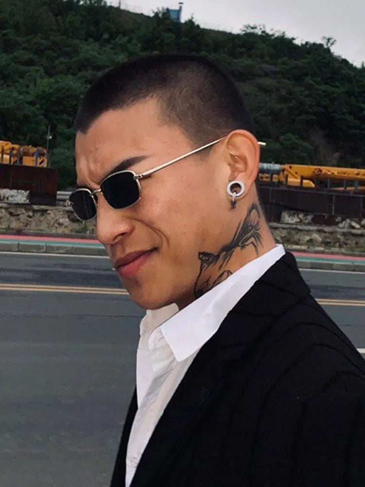 Fashion Rectangle Sunglasses Men Women Vintage Square Driving Sun Glasses Luxury Brand Metal Frame Eyewear Lentes De Sol