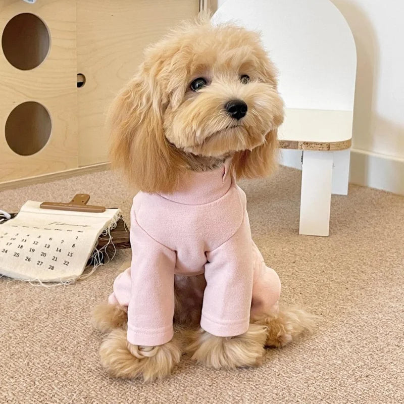 Elastic Pet Jumpsuit Four Legged Pants For Small Medium Dogs Cream Color Cozy Home Base Shirt Winter Warm Dog Clothes
