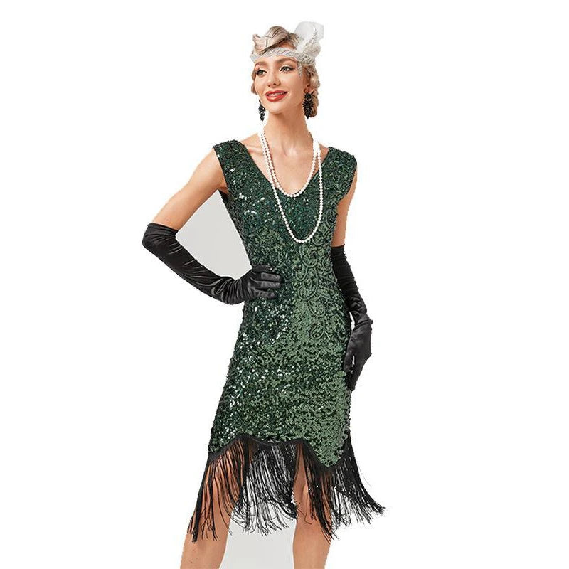 New Arrivals Women's 1920s 30S Sequin Fringed Beaded Flapper Gatsby Cocktail Dress Wedding Formal Party Dresses