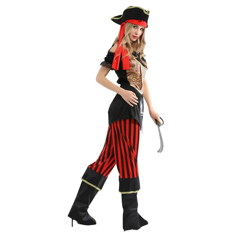 Halloween Theme Women Fancy Dress ，Parent-child Role Playing Cosplay Costumes,Female Pirates Captain of the Caribbean