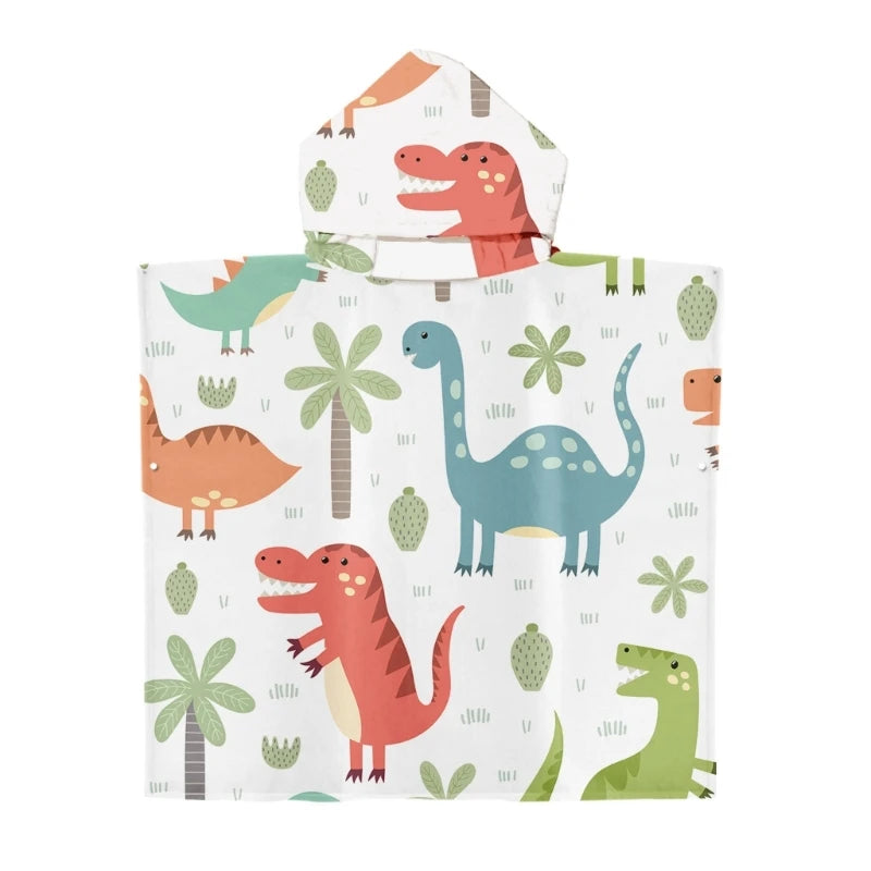 Toddler Kids Beach Towel Cotton Bathrobe Baby Boys Girls Dinosaur Animal Hooded Bathing Towel 60x60cm Children Dinosaur Blanket