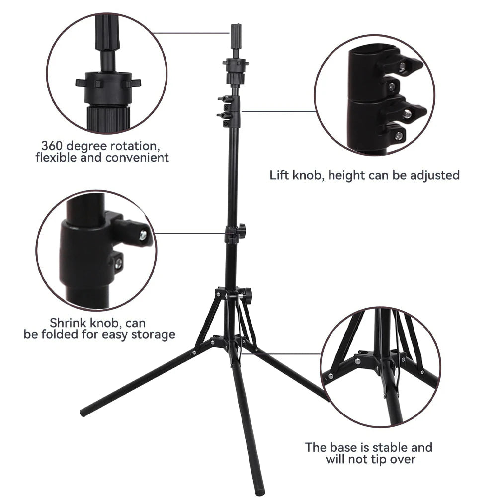 Nunify 21-25Inch Canvas Block Head Mannequin Adjustable Wig Stand Tripod With Rotatable Head Holder For Hairdressing Exhibitions