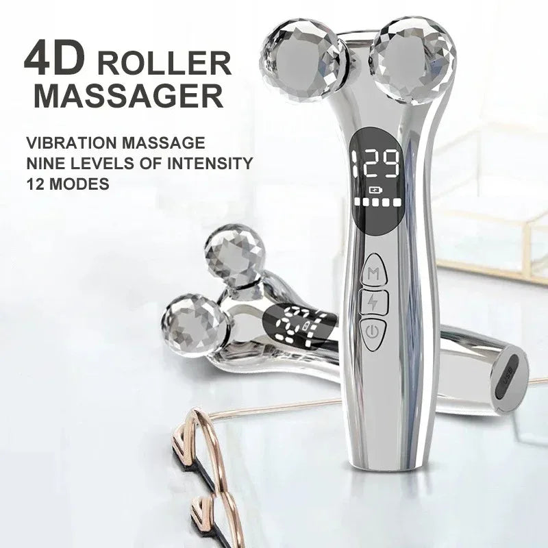 Electric Facial Micro-current Beauty Instrument LED Display Face Lift Roller Massager Skin Tighten Massage Beauty Devices