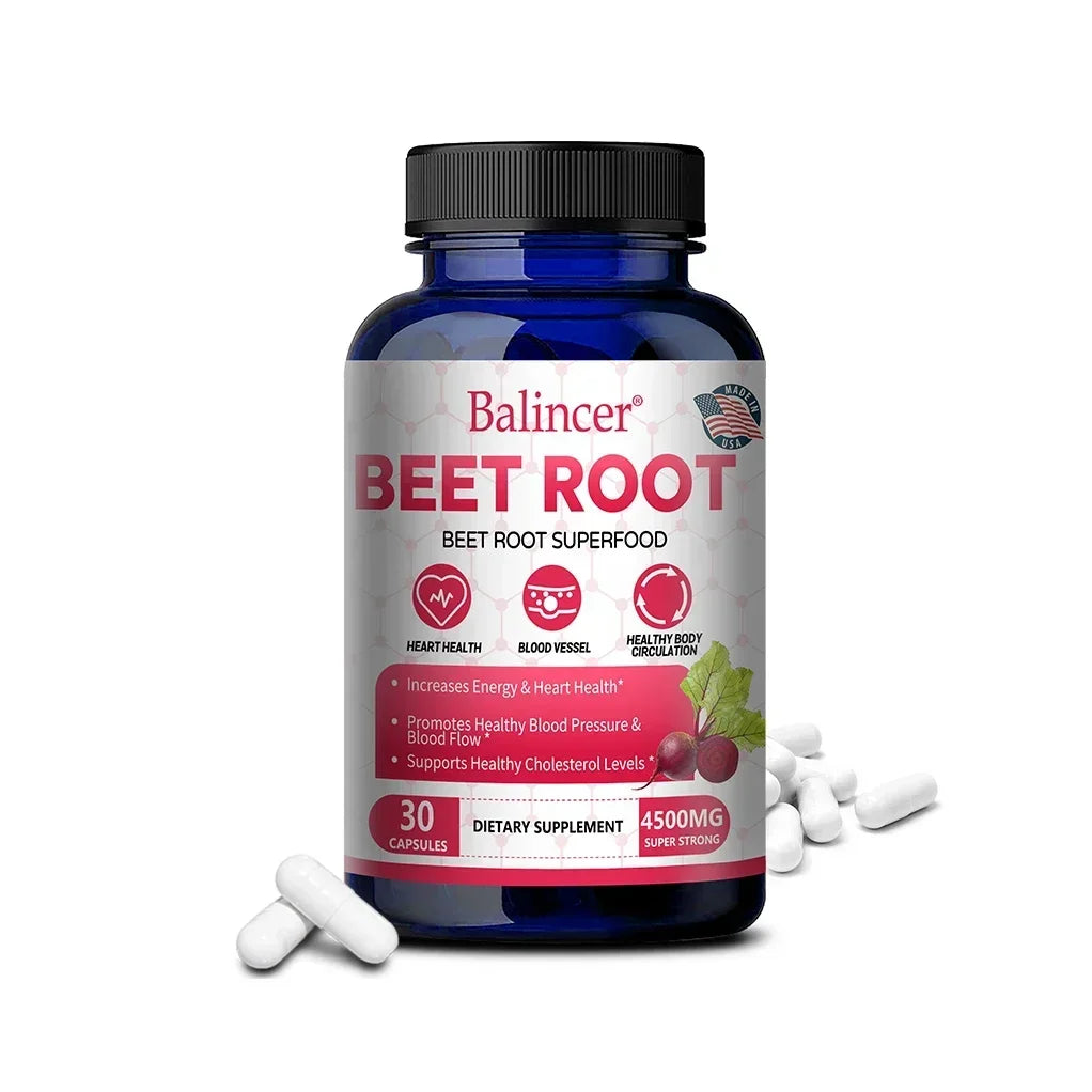Beetroot Capsules 2500mg, Support Daily Blood Circulation, Cardiovascular Wellness, Physical Endurance & Immune Balance