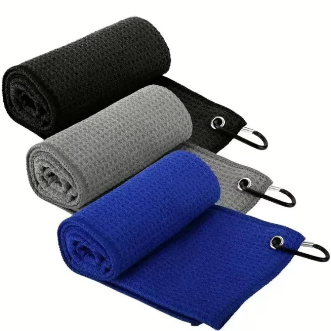 Golf Towel Microfiber Fabric For Golf Lovers Soft Absorbent Golf Club Cleaner Rag Clip Golf Accessories Golf Club Cleaning Towel