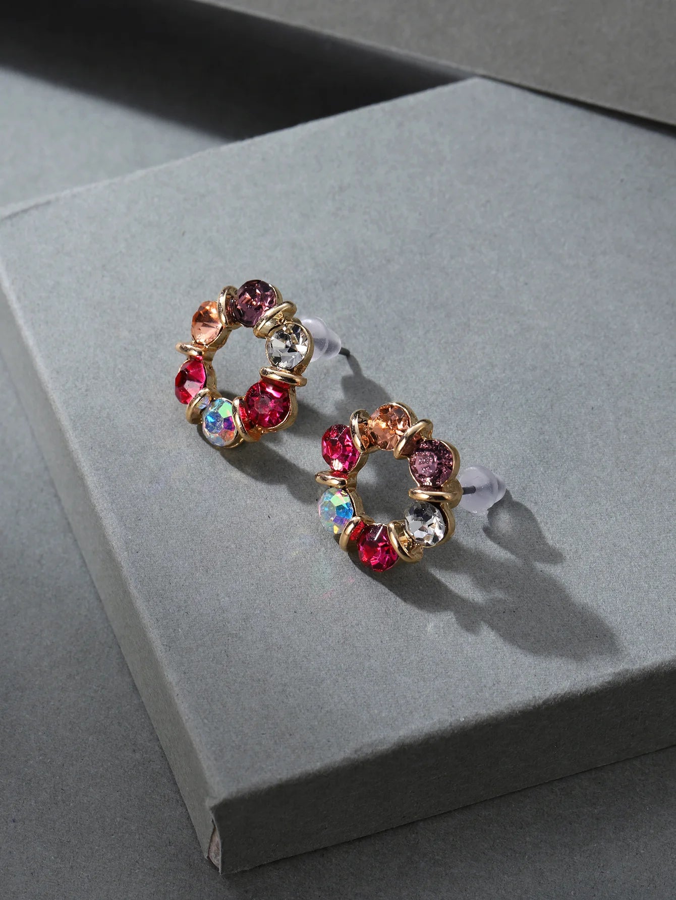 Luxury Multicolor Zircon Jewelry Set, Elegant Necklace and Earrings, Minimalist Luxury Gift for Women, Sparkling Gemstones