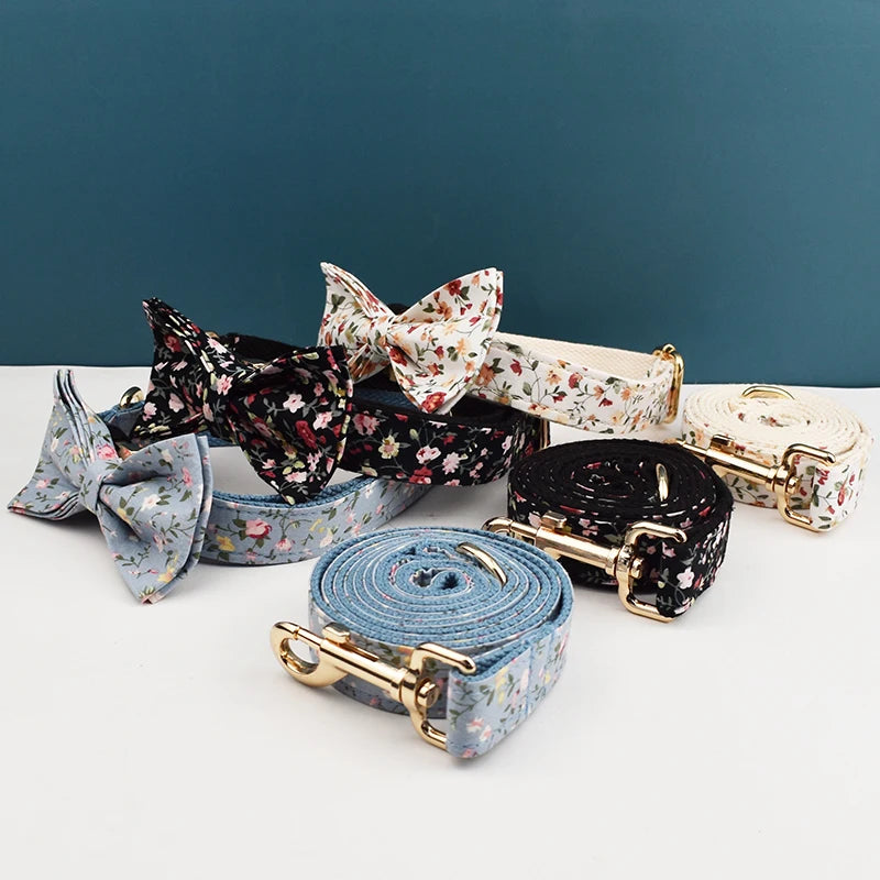 pets accessories dog collar leash harness set dog collar bow tie Printed pet products personalized luxury tactical dog collars