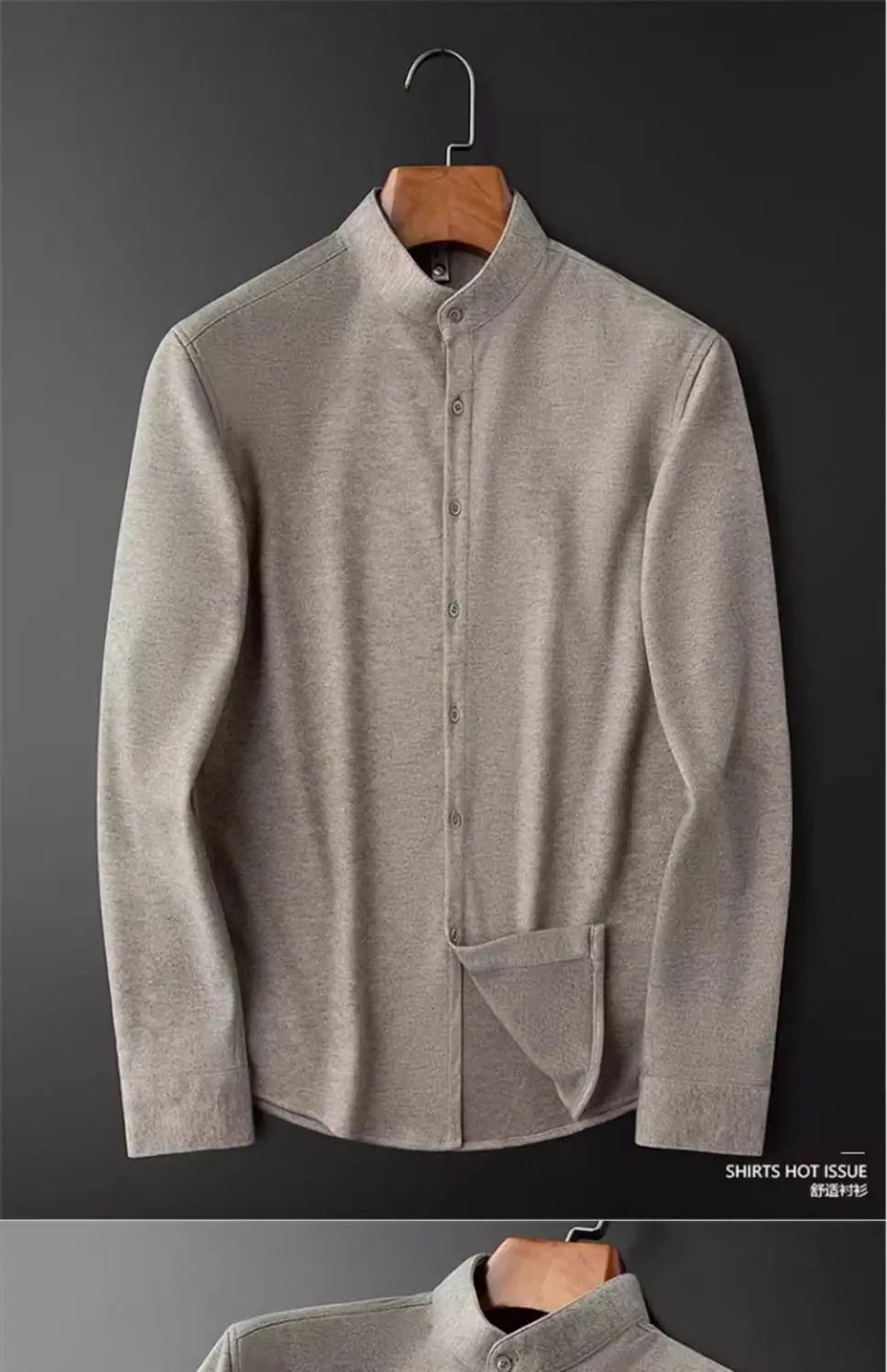 Men's Fashionable Thick Standing Collar Shirt with a High-end Feel Soft and Warm on Top