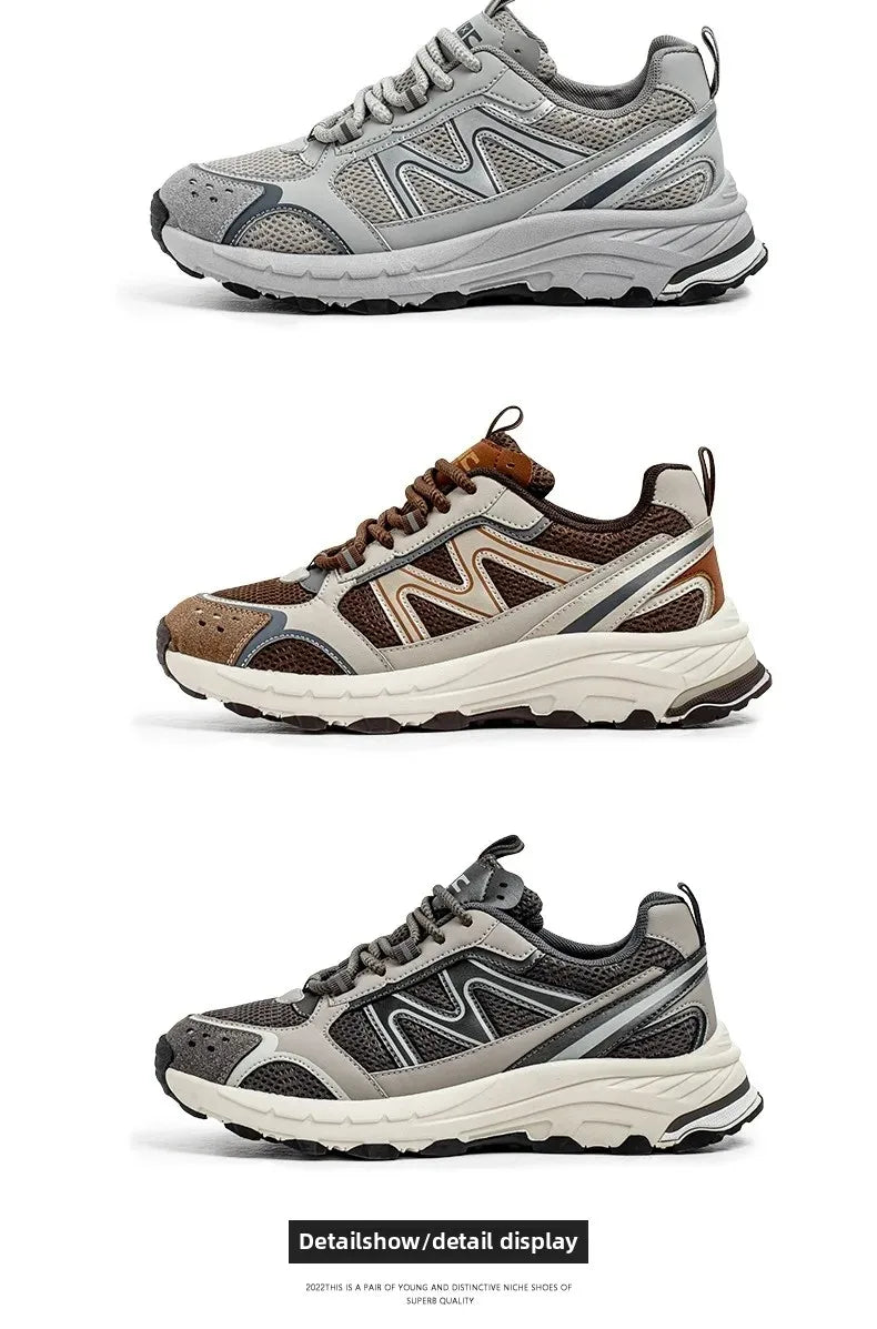 Breathable Outdoor Men's Sport Shoes Summer Trend Dad Sneakers Student Casual Rubber Sole EVA Insole Cotton Lined Net Mesh