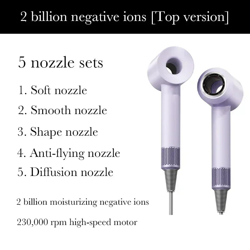 New Super Hair Dryer 220V Leafless Hair Dryer Personal Hair Care Styling Negative Ion Tool Schedule Negative Ion Electric Dryer
