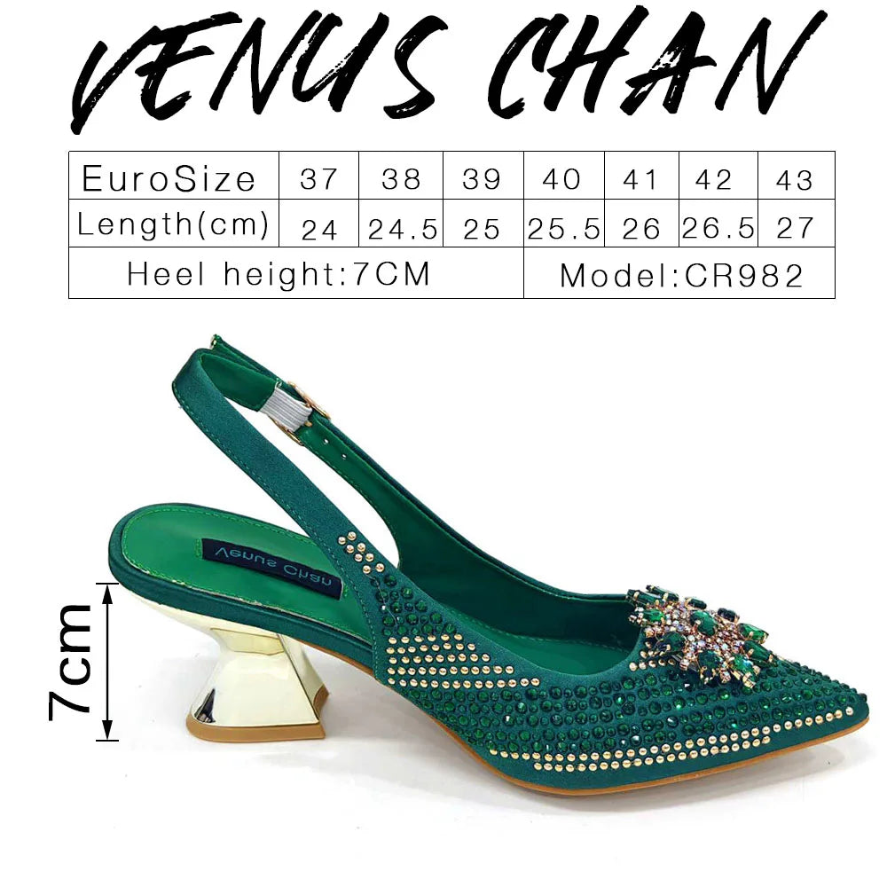 2024 New Designer Specials Italian Women Heels Shoes and Bag Set Royal Purple Color Comfortable With Rhinestone for Party