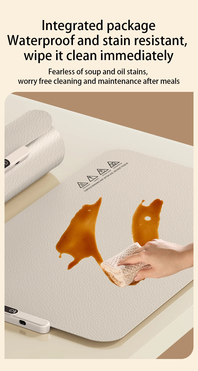 TINSOL Food Warmer Pad Foldable Silicone Heating Pad Portable Meal Cart Insulation Pad 8-Level Temperature Adjustment