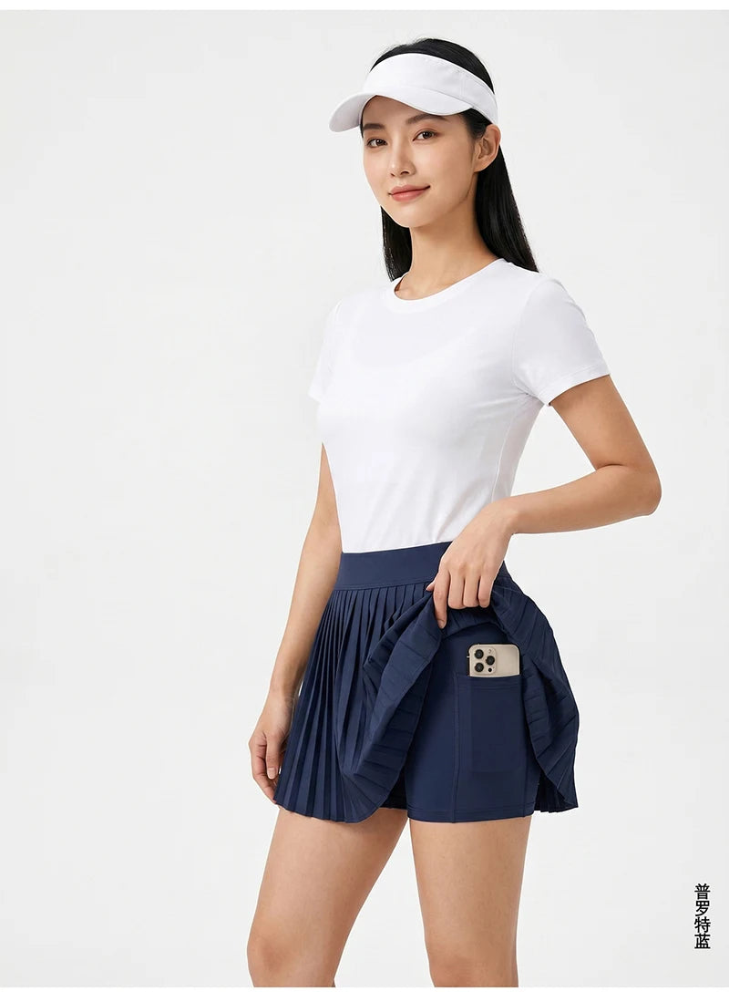 BIVIGAOS Summer Fashion High Waist Sport Short Skirt Women Youthful Cute Mini Skirt Safety Shorts Accordion Pleated Tennis Skirt