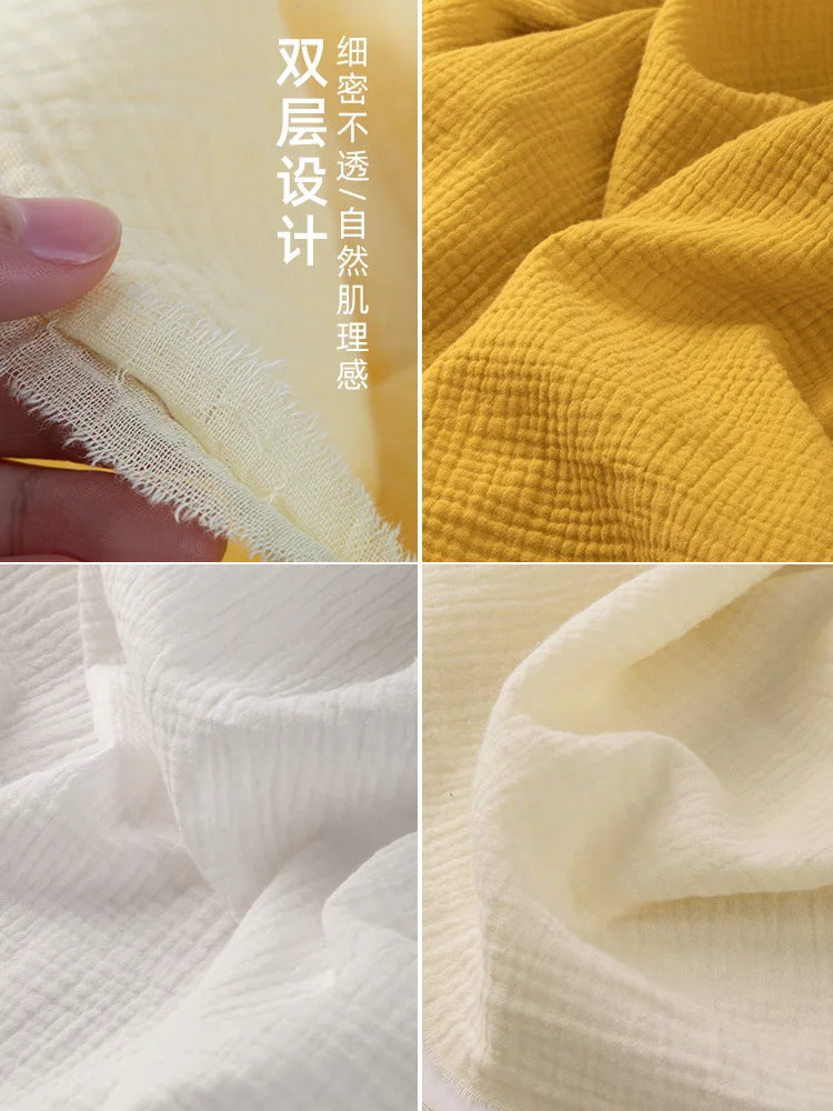 Double Layer Gauze Fabric 100% Cotton Crepe Sewing Fabric Soft For DIY Baby Dress Muslin Throw Blanket Bath Towel Napkin Cloth