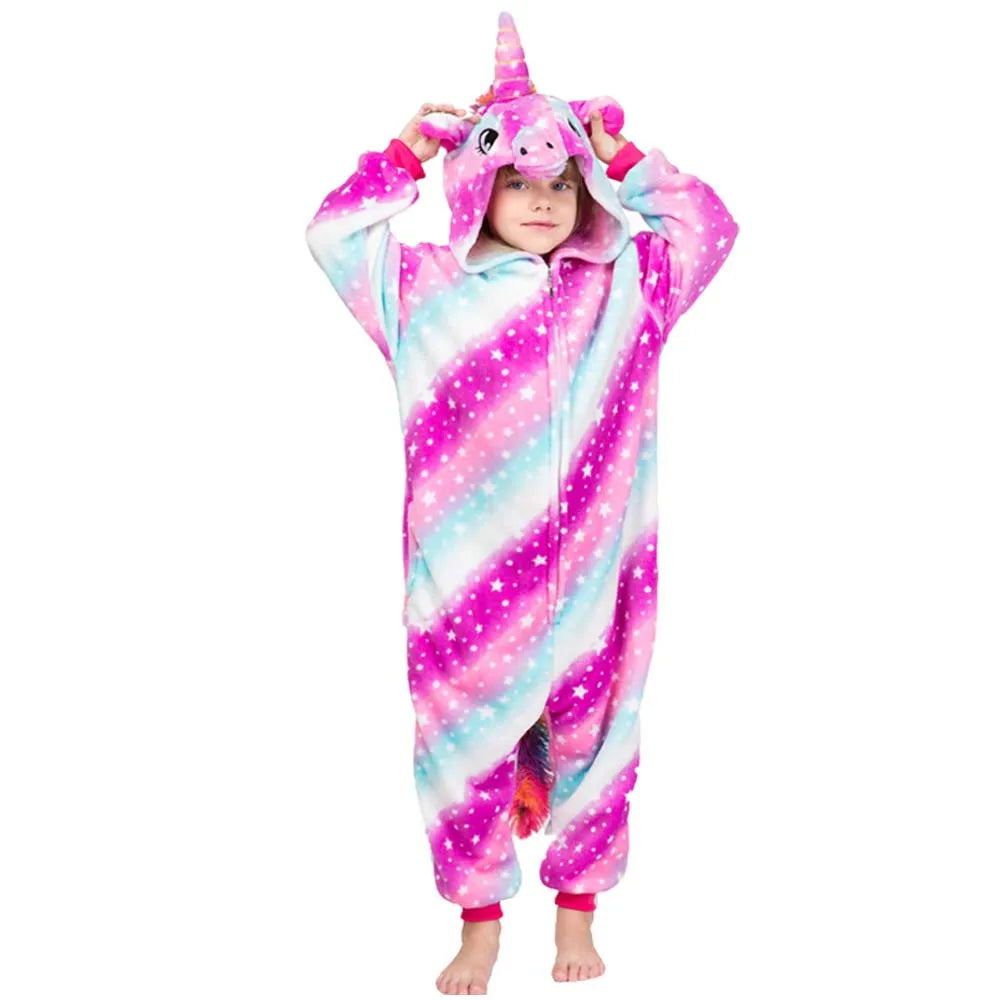 Kigurumi Onesie Kids Unicorn Pajamas For Children Animal Cartoon Blanket Sleepers Baby Costume Winter Boy Girl Licorne Jumspuit