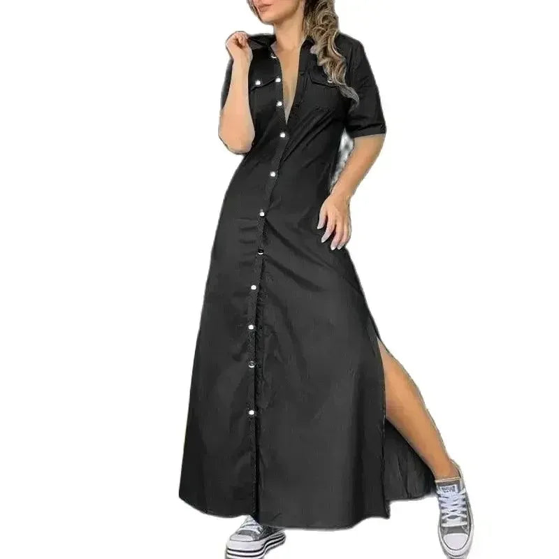 0XL-5XL Plus Size New Women's Denim Dress Solid Color Oversized Dress Elegant Party Dress for Women Plus Size Women Clothing