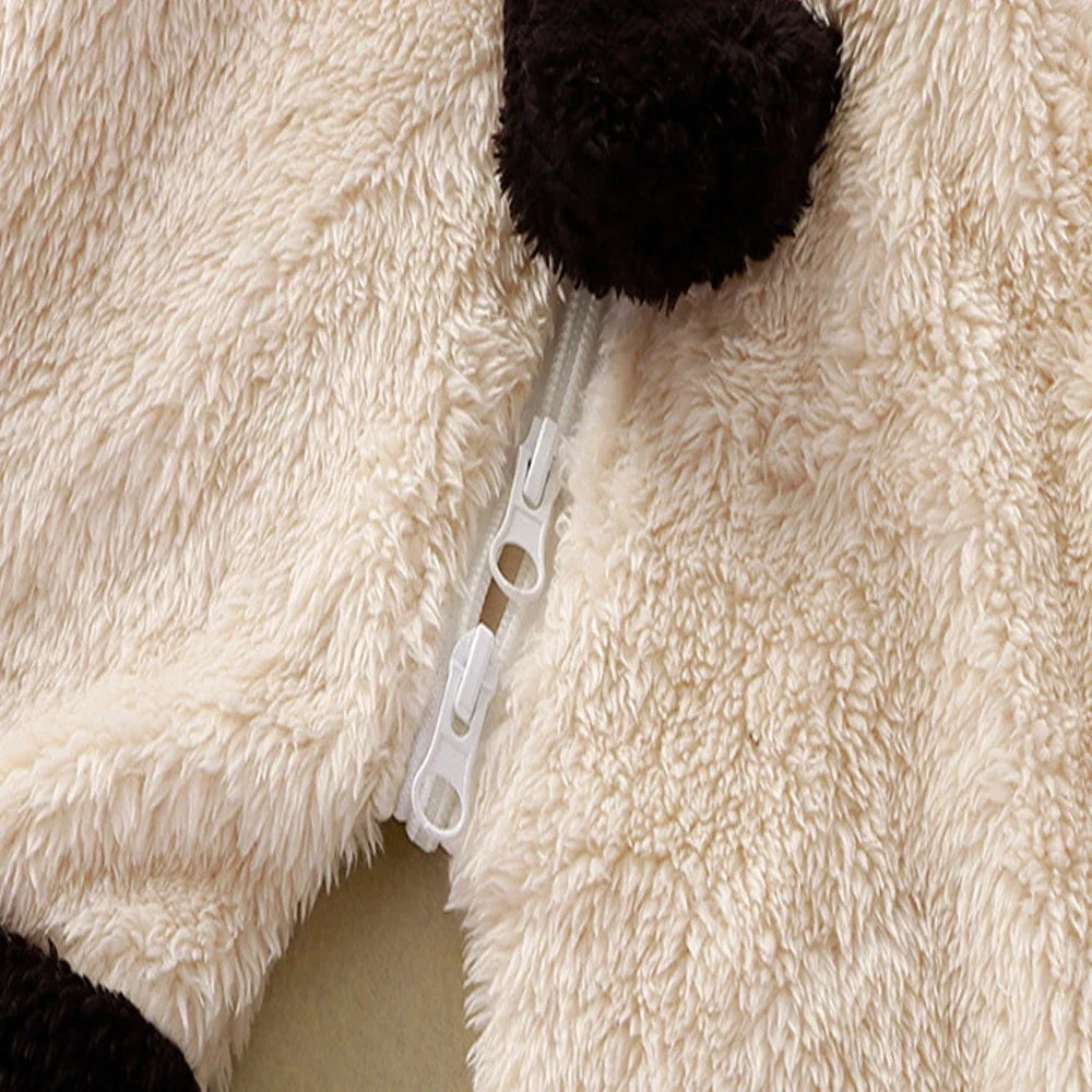 Baby Girl Clothes Panda Pajamas Autumn Winter Keep Warm Boys Home Clothing Newborn Romper Fleece Sets For Children 0-36 months