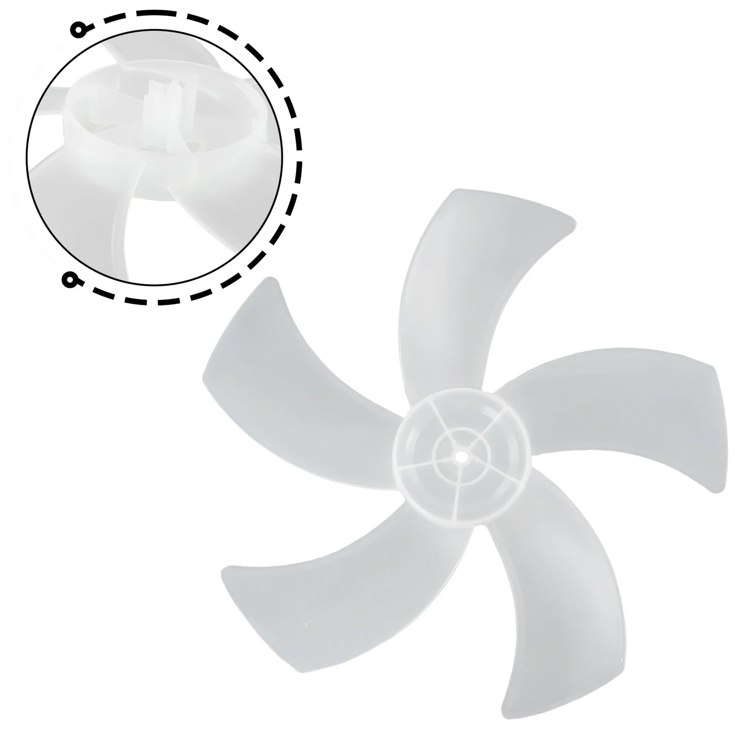 Replacement Fan Blade for 16 Inch Household Stand or Desk Fans 5 Leaves Plastic Blade with Nut Cover Offering Use