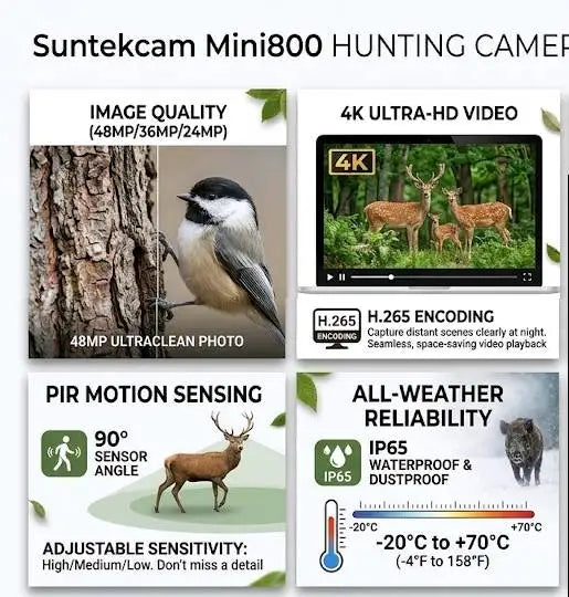 24MP 4K1080P Mini Trail Hunting Camera Wildlife Night Vision Wild Hunter Cam Mini800 Photo Trap Surveillance Tracking