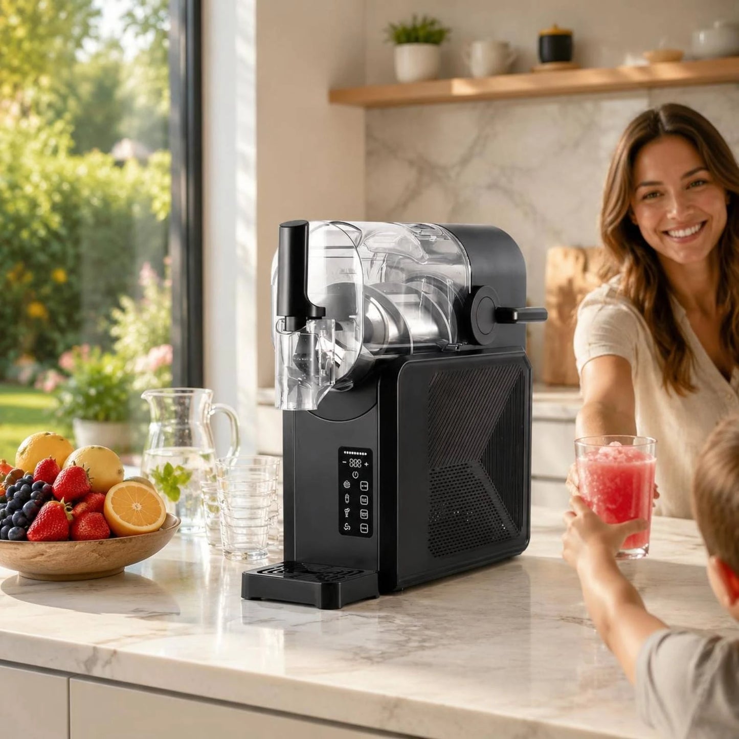 Slush Machine Countertop Slush Drink Creator Chilled Drink Machine Self-Cleaning Chilled Beverage Creator Rapid Cooling