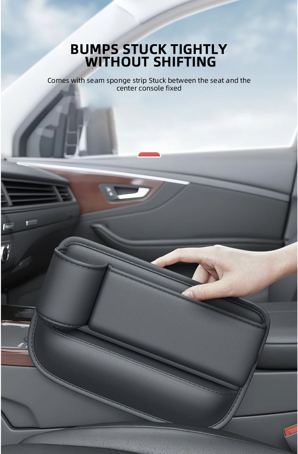 Universal Car Seat Gap Organizer Storage Box Multifunction Leather Crevice Side Storage Pocket Wallet Keys Card with Cup Holder