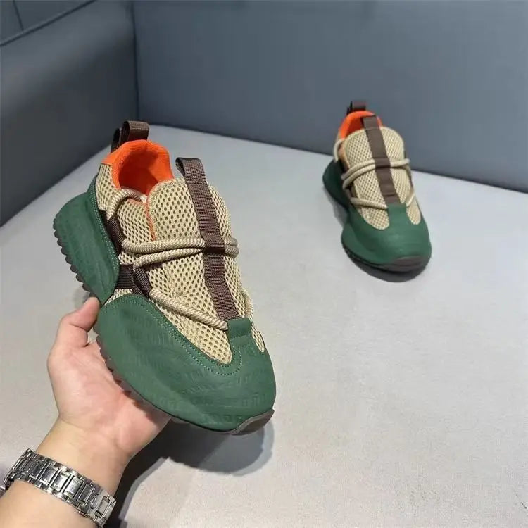Chunky Sneakers Men Designer Cover Bottom Board Shoes Fashion Casual Leather Fabric Breathable Increased Internal Platform Shoes