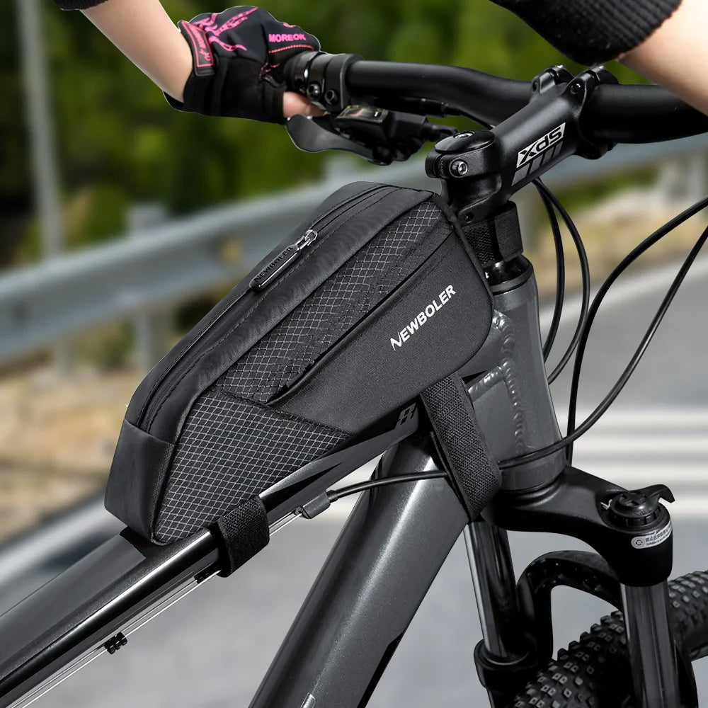 NEWBOLER Bike Bag 1.2L Portable Frame Front Tube Cycling Bag MTB Road Bicycle Pannier Bag Large Capacity Ultralight Cycling Bag