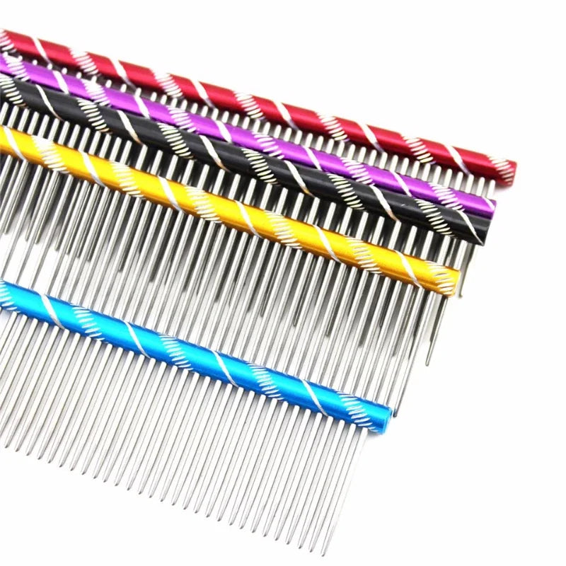 10pcs/lot 19cm/16cm Pet Dog Comb Bright Multi-Colored Stripe Grooming Comb For Shaggy Cat Dogs Barber Grooming Tool