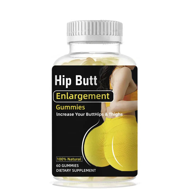 Hip Butt Enlargement Gummies for Buttocks Hips and Thighs Adults Glute Curve Support Gummies for Women Peach Flavor 60 Count