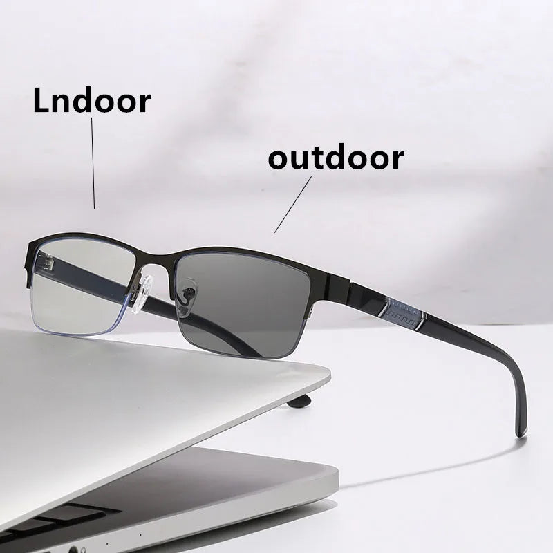 1PCS Progressive Multifocal Reading Glasses 2026New Man Woman Half-Frame Photochromic Reading Eyeglasses Versatile Outdoor Reade