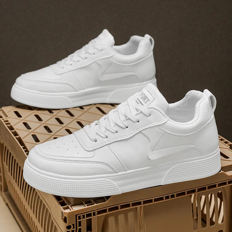 New plus size men's casual sports shoes versatile Korean version thick soled height increase white shoes student board shoes