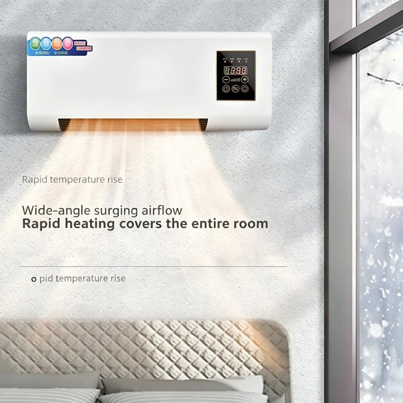 Electric Air Conditioner Fan Wall Mount Easy Temperature Timer Heating and Cooling Fan Space Heater Fan with Remote Control