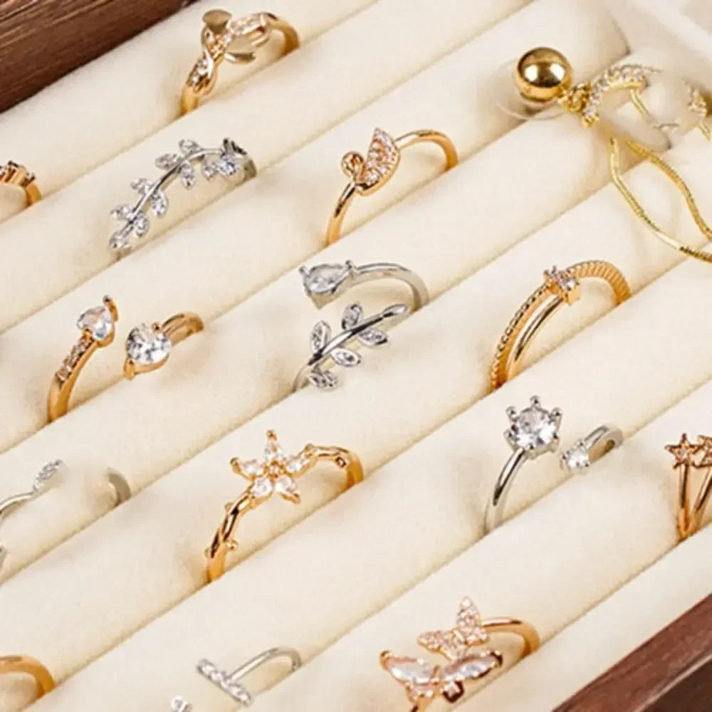 Multi-layer Wooden Jewelry Box Transparent Window Rings Necklace Jewelry Storage Case Organizer Bracelet Earrings