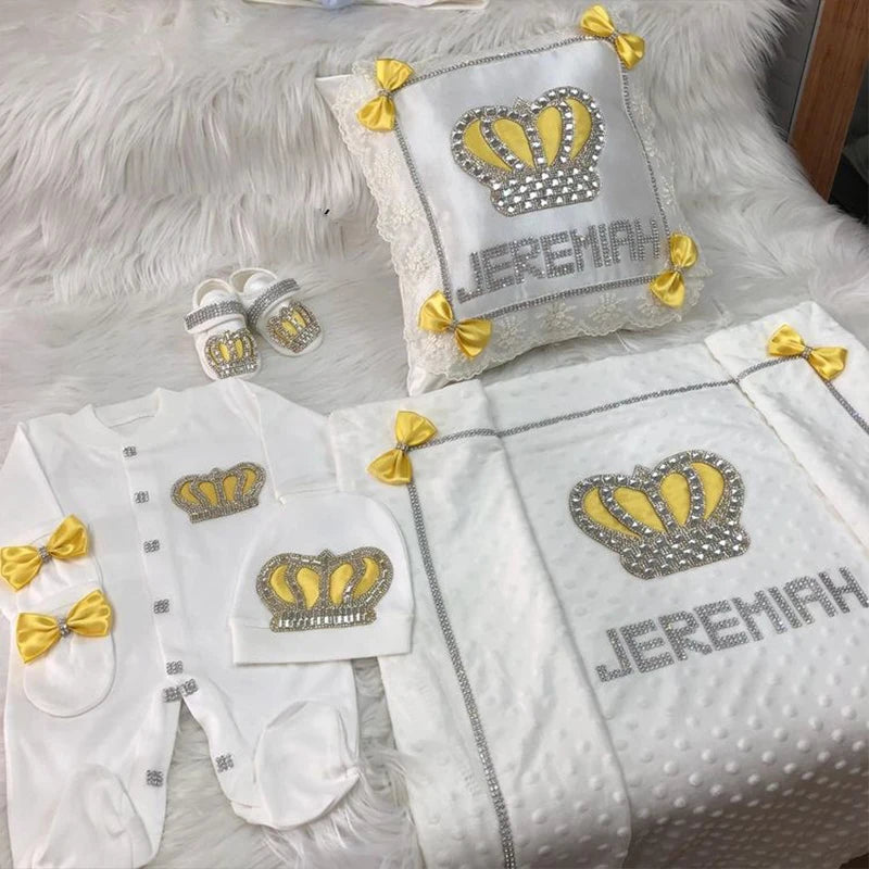 5pcs Newborn Baby Boy Outfits Kids Clothing Real Cotton Infant0 Products Shirt Pants Mittens Receiving Blanket
