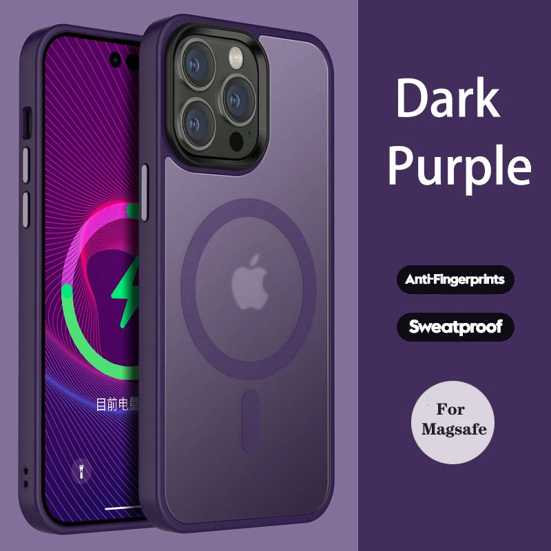 Matte Transparent Case For iPhone 13 12 15 16 17 14 Pro Max Air Cover For MagSafe Wireless Charger Protection Shell Shockproof
