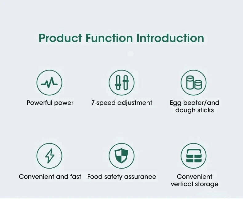 7-Speed Electric Hand Mixer Automatic Blender for Cream, Egg, Cake, Dough - Versatile Kitchen Mixing Appliance Tool