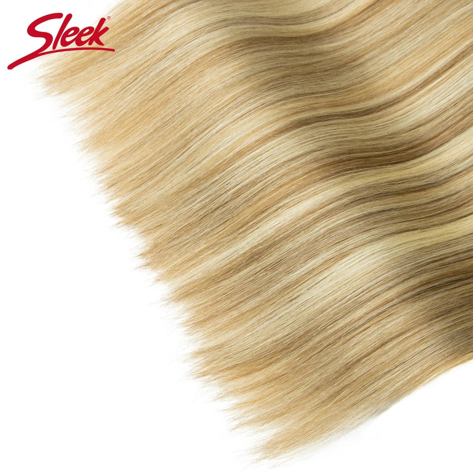 Sleek Peruvian Straight Human Hair Double Drawn Natural Human Hair Weave Bundles Natural Brown #27 #613 Remy Human Hair Bundle