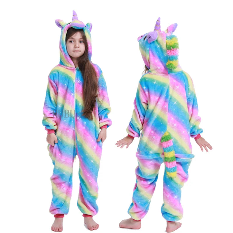 Kigurumi Onesie Kids Unicorn Pajamas For Children Animal Cartoon Blanket Sleepers Baby Costume Winter Boy Girl Licorne Jumspuit