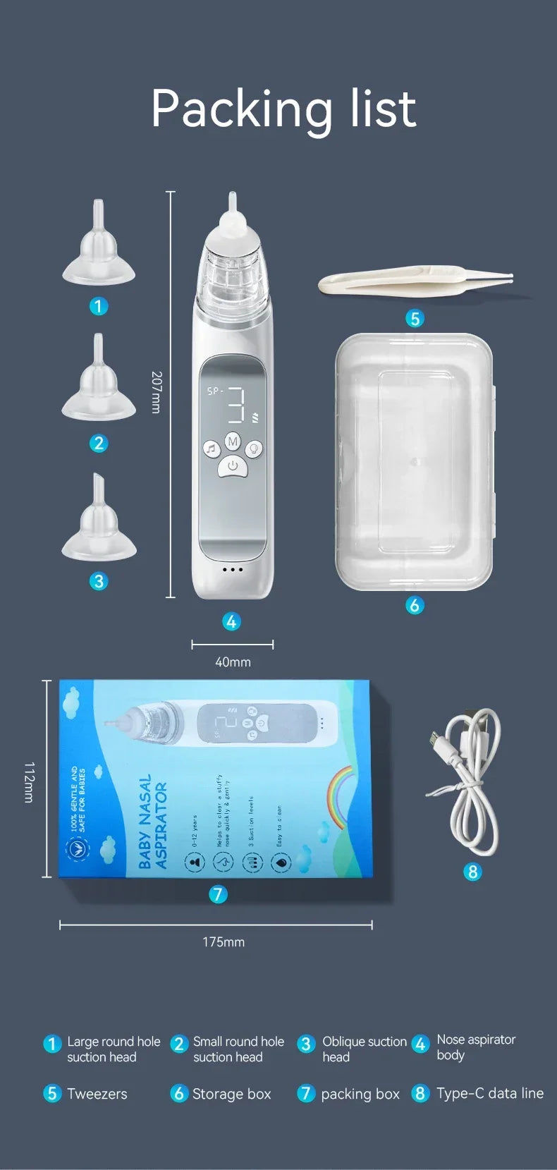 Electric Nasal Aspirator for Babies and Infants Gentle Snot Booger Cleaner Nasal Suction Machine for Congestion Relief Baby Care