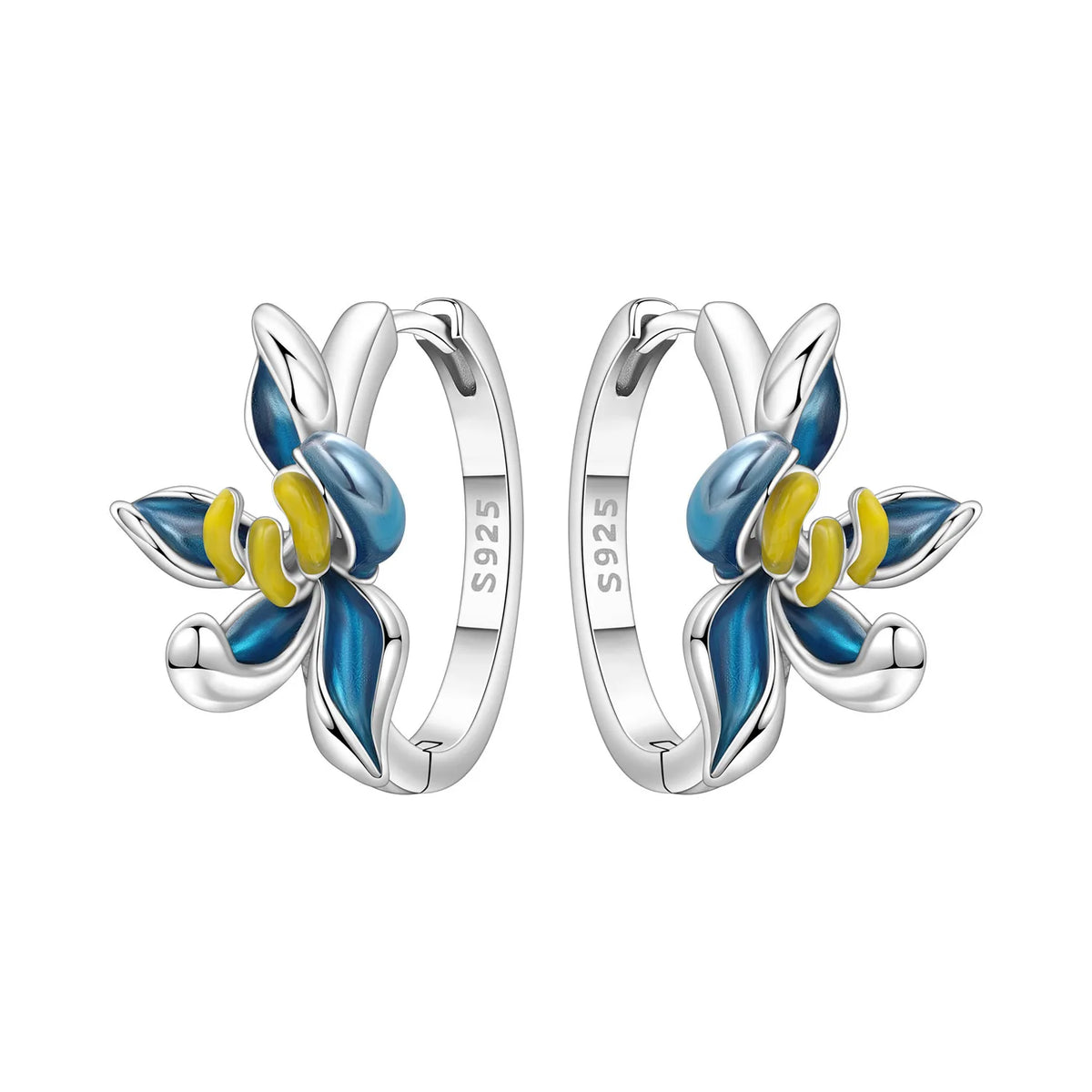 925 Sterling Silver Needle Iris Flower Hoop Earrings for Women Original Elegant Versatile Jewelry Birthday Party Fine Gift 2026