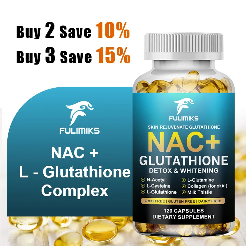 Glutathione & NAC Detox Formula Capsules, Supports Antioxidant Protection, Liver Function, Skin Brightening & Immune Balance