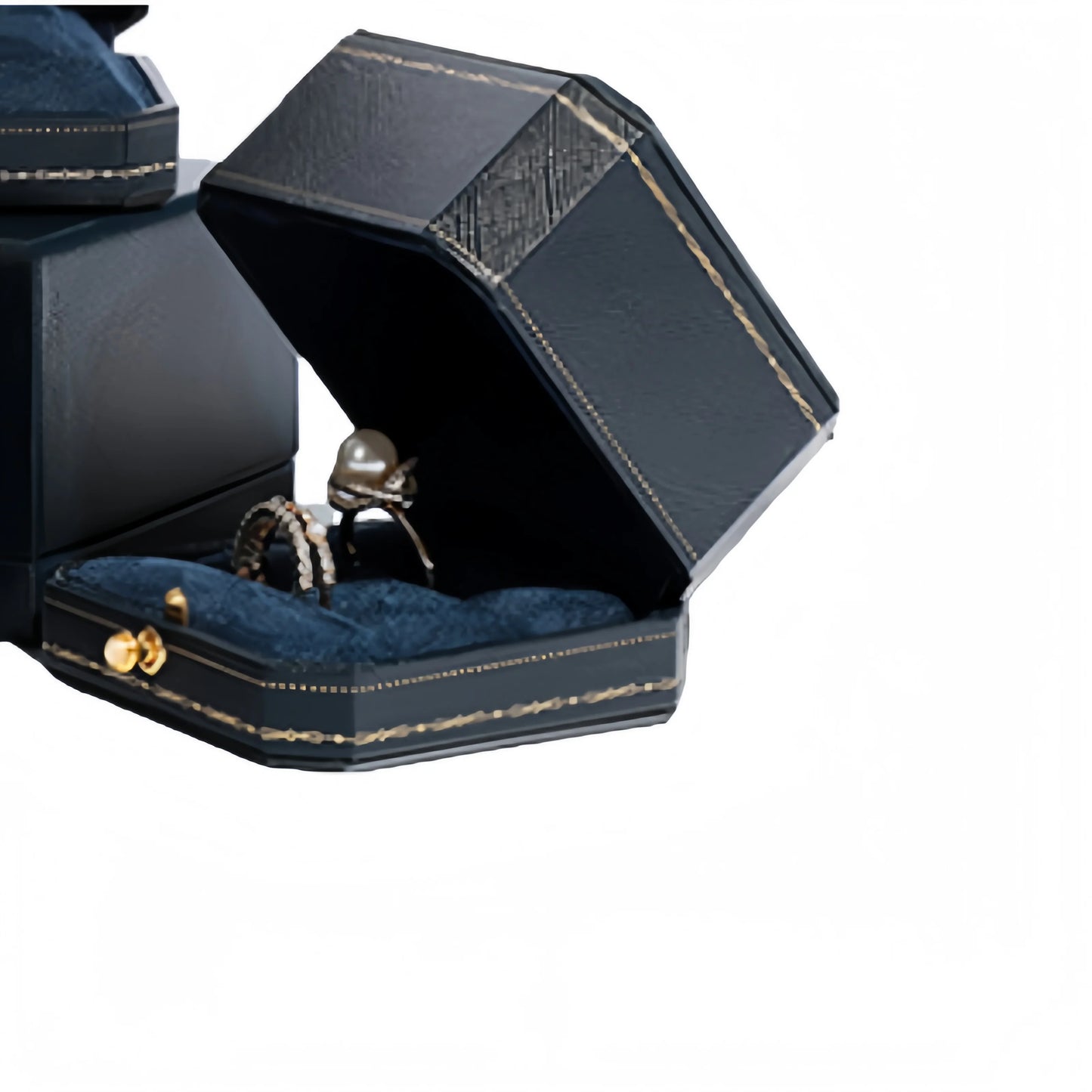 Customizable LOGO Vintage Octagonal Gold Text Storage Box Ring Earnail Bracelet  Jewelry Packaging Case Collection Storage Box