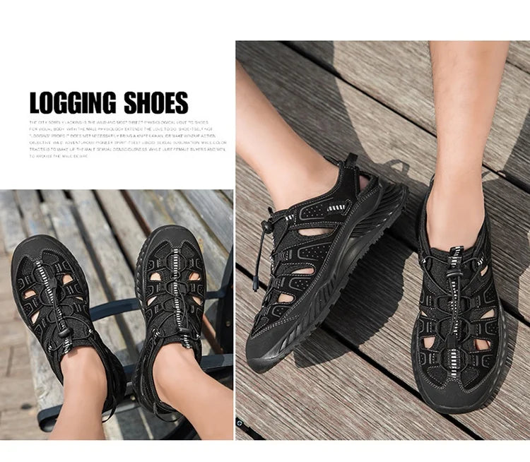 Outdoor Men's Leather Sandals Non-slip Men's Casual Sneakers Comfortable Beach Sandals Summer Men's Breathable Wading Shoes